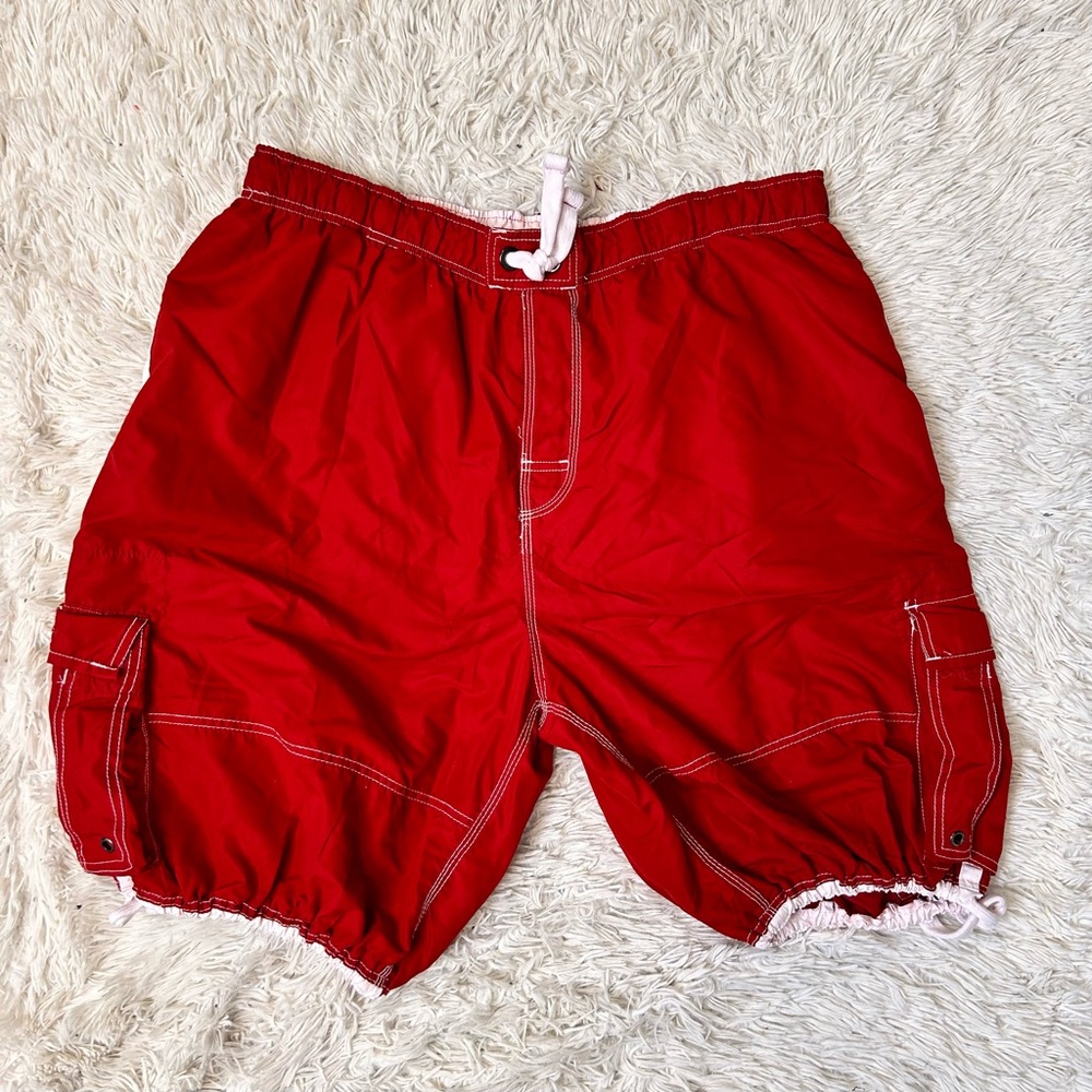 ◾️Vintage Y2K Club Athlete Men's Red Cargo Drawstring Shorts